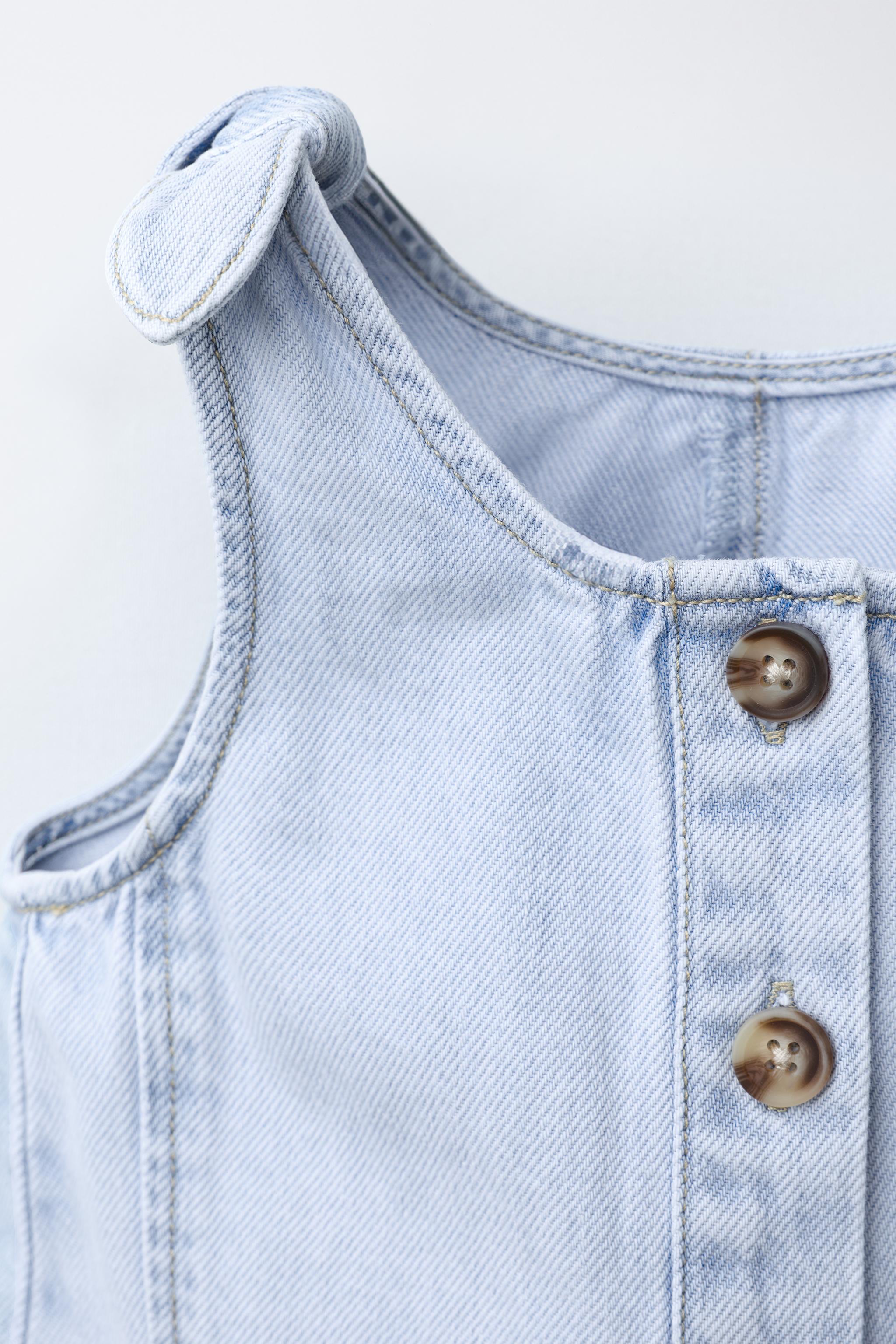BOW DENIM OVERALL SHORTS